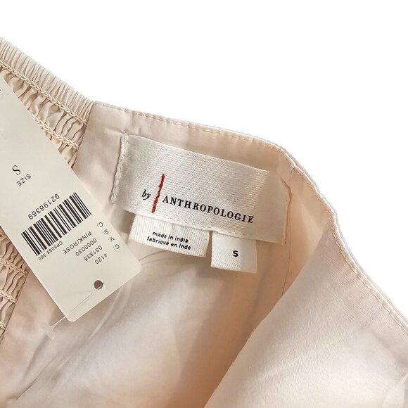 Anthropologie Draped Poplin Midi Skirt Light Pink Size Small Ruched Whimsy NWT - Picture 7 of 8